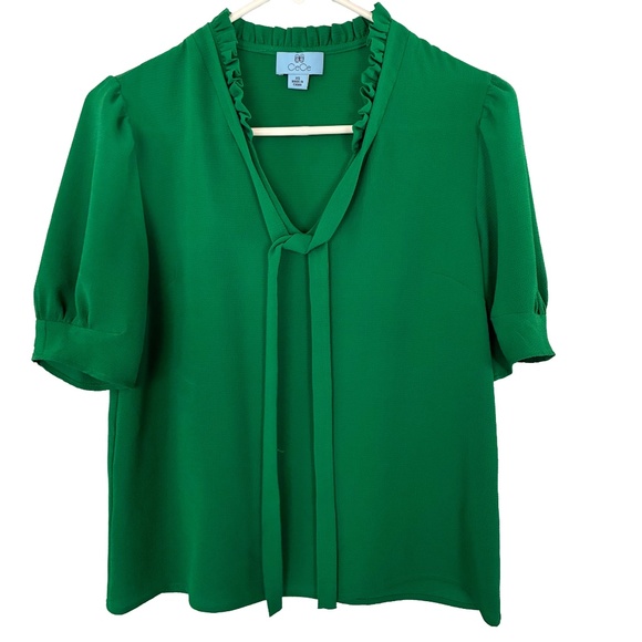 CeCe Tops - CeCe Green Ruffle Tie-Neck Top Size Small – Preowned Excellent